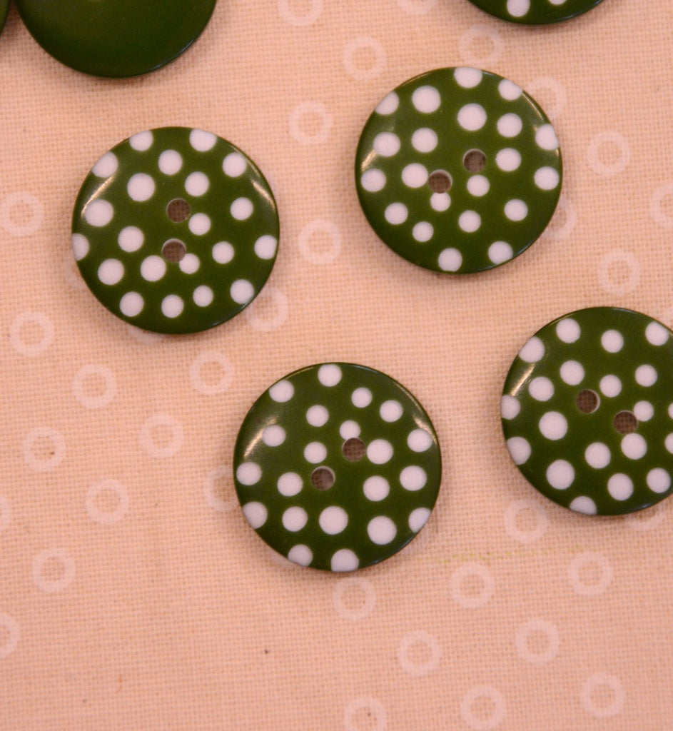 The Button Company Buttons Spotty Button - 18mm - Dark Green