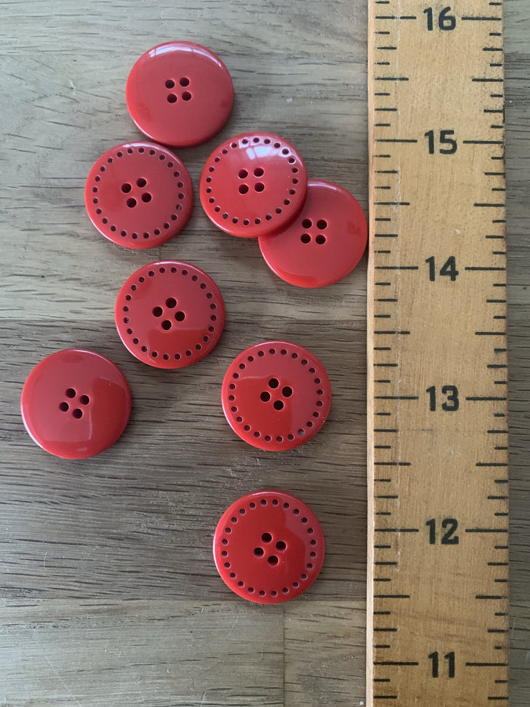 The Button Company Buttons Stitched Button - 22mm - Red