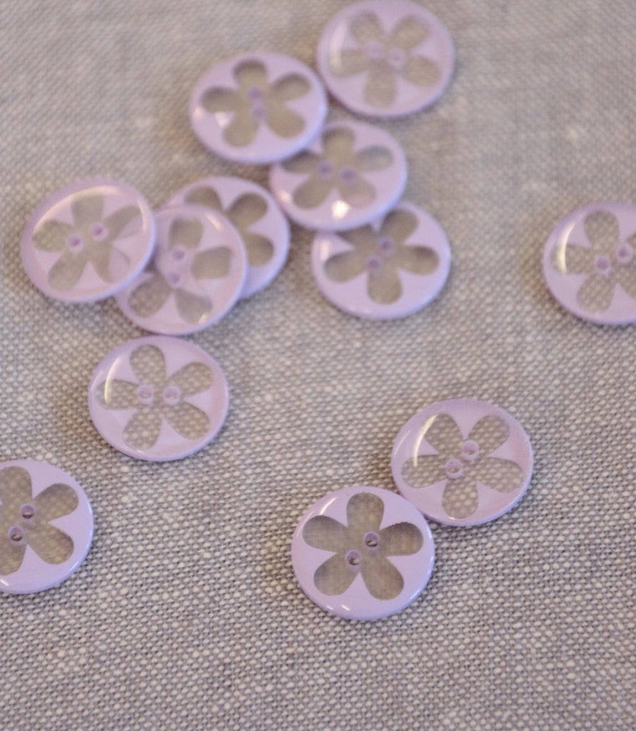 The Button Company Buttons Transparent Flower Silhouette Button - 15mm - Lilac