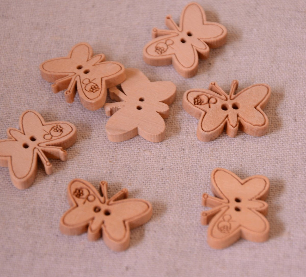 The Button Company Buttons Wooden Butterfly Button - 23mm