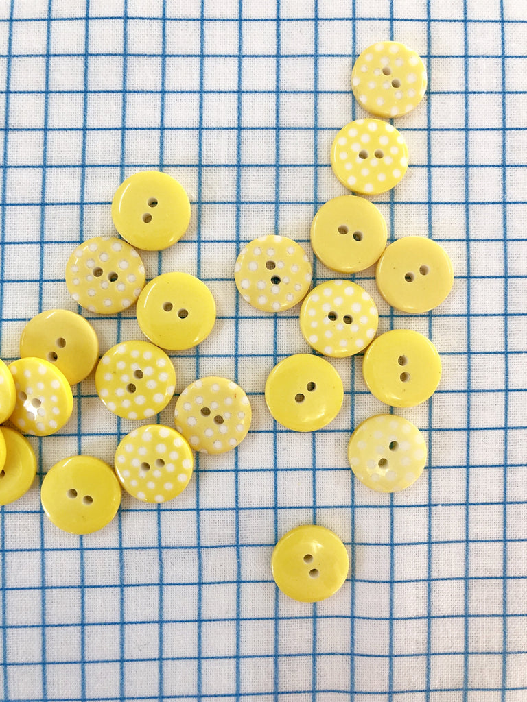 The Button Company Buttons Yellow Spotty Button - 13mm