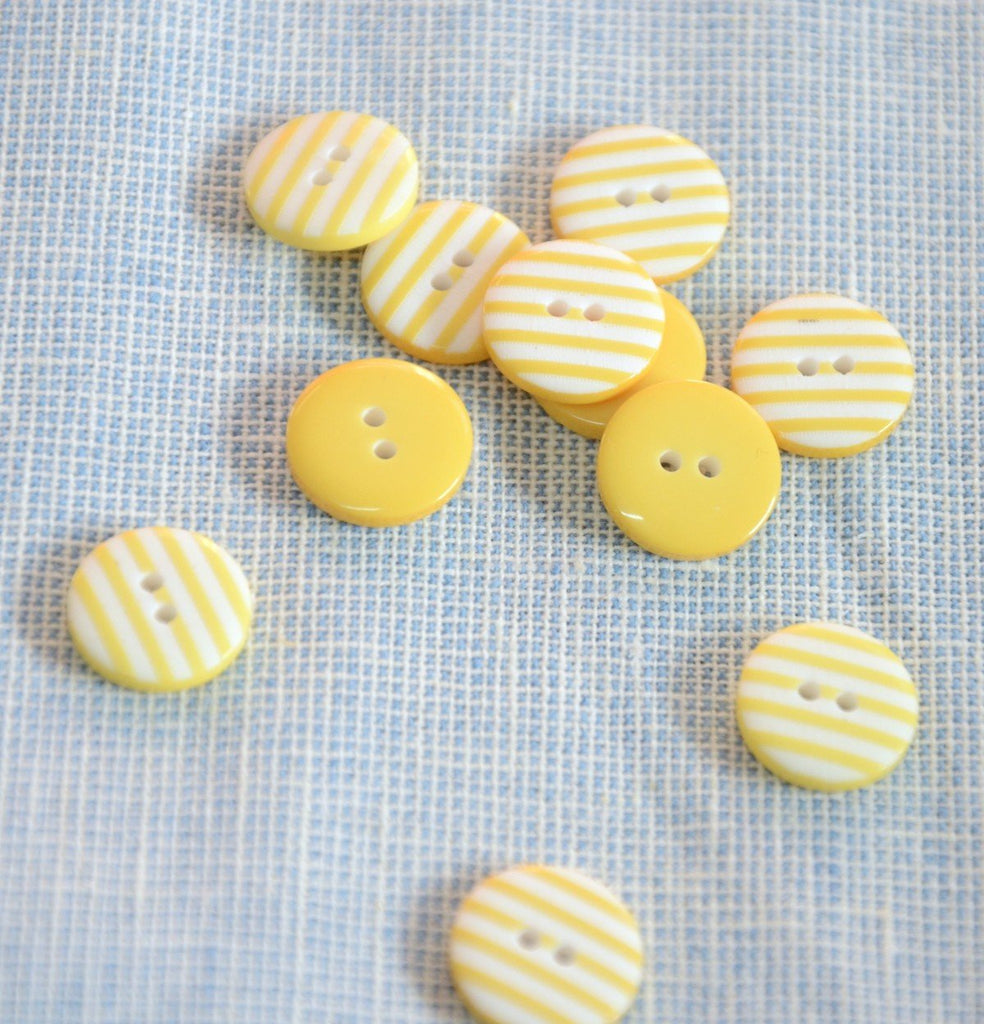 The Button Company Buttons Yellow Stripy Button - 13mm