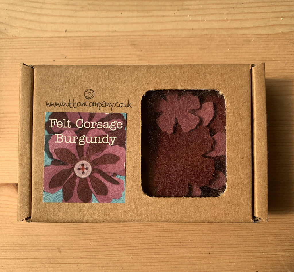 The Button Company Kits Burgundy Felt Flower Corsage Kit