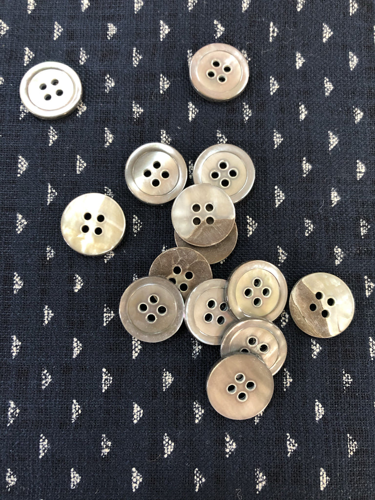 The Eternal Maker Buttons 18mm Light Smoke Mother of Pearl Narrow Ring Edge Button - 18mm 20mm or 25mm