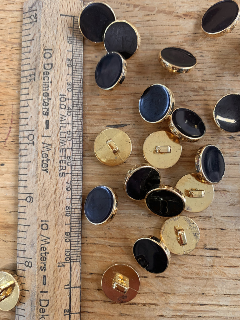 The Eternal Maker Buttons Black Gold Shank Button - 16mm