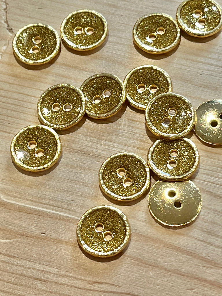 The Eternal Maker Buttons Bright Gold Gold Glitter Button - 18mm