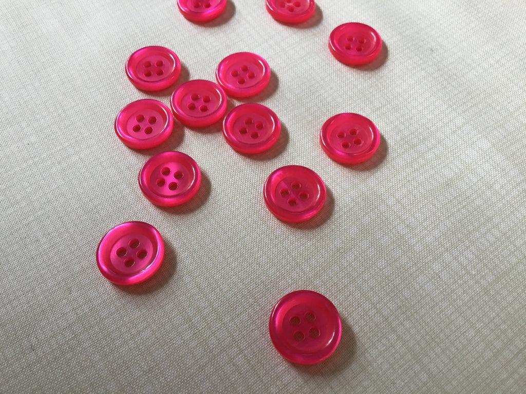 The Eternal Maker Buttons Classic Four Hole Button - 15mm - Hot Pink