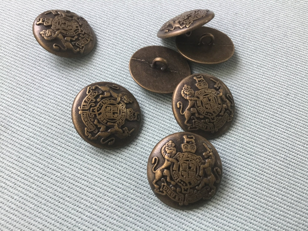 The Eternal Maker Buttons Crested Blazer Button - 23mm or 15mm - Antique Bronze