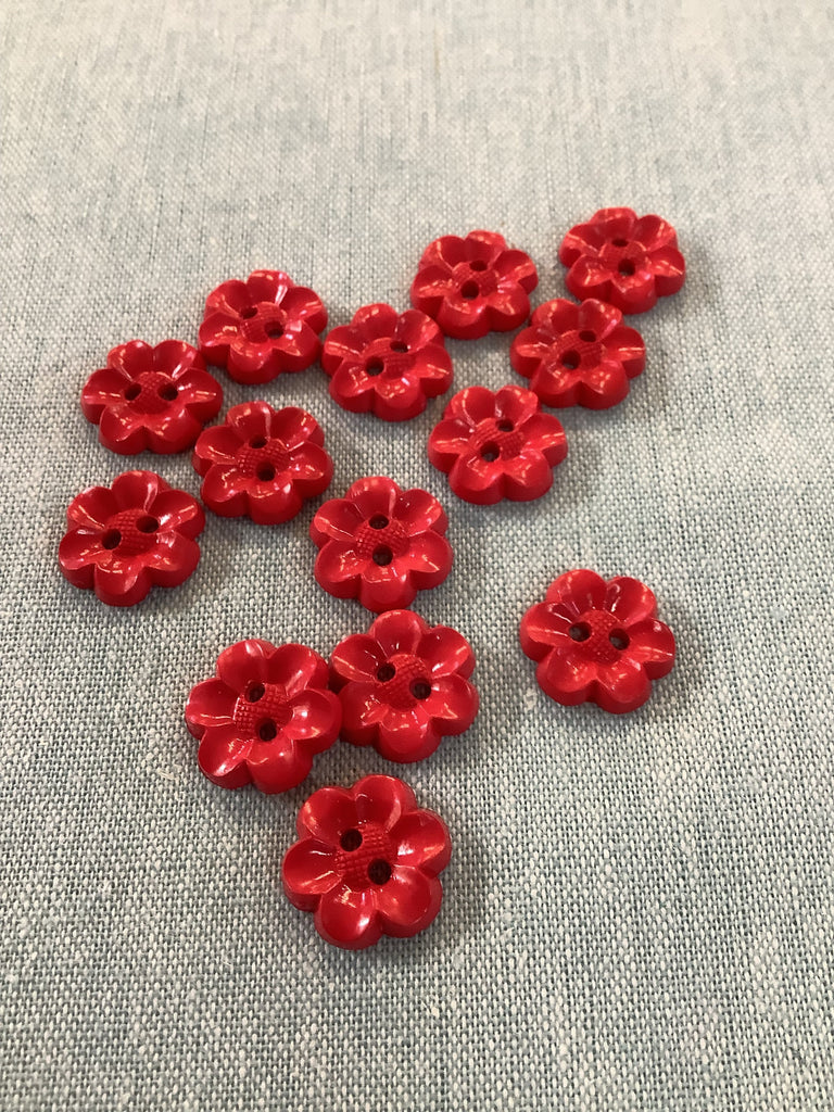 The Eternal Maker Buttons Daisy Flower Shape Button - 17mm - Red