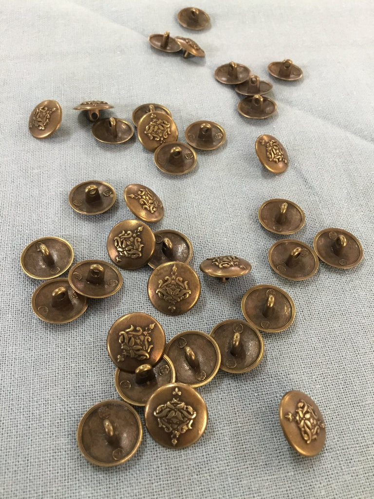 The Eternal Maker Buttons Floral Crest - 10mm - Antique Bronze