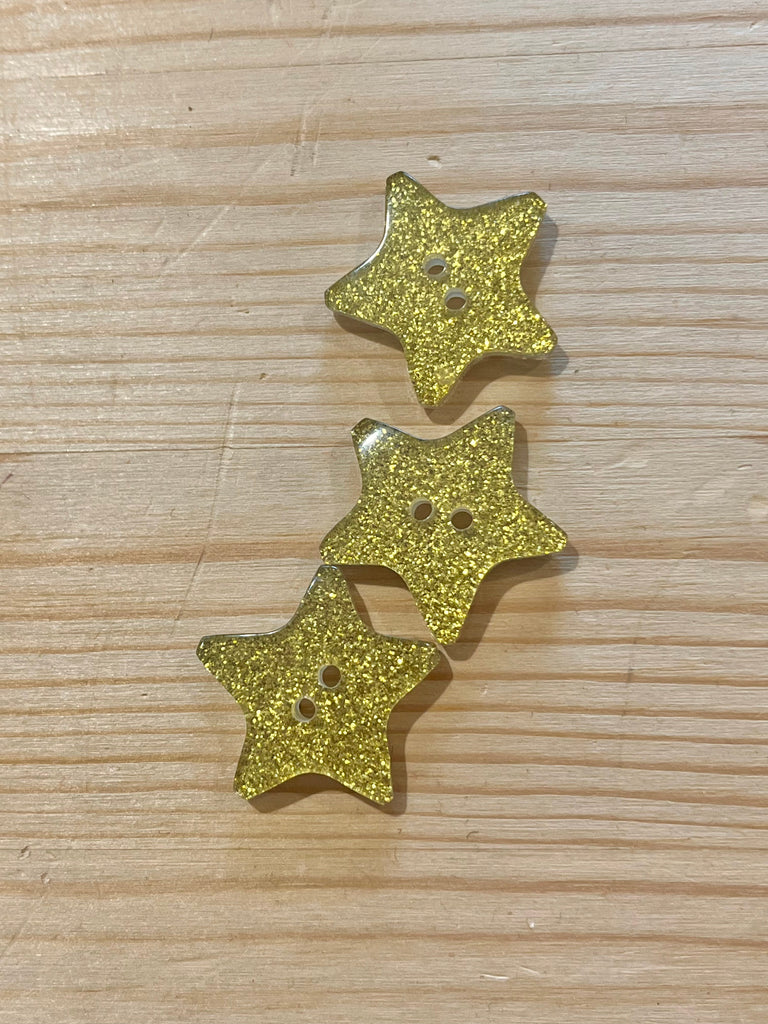 The Eternal Maker Buttons Gold Glitter Star Button - 25mm