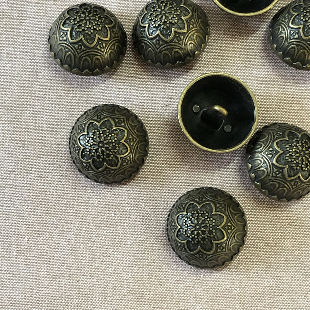 The Eternal Maker Buttons High Dome Decorative Shank Button - Antique Brass - 25mm