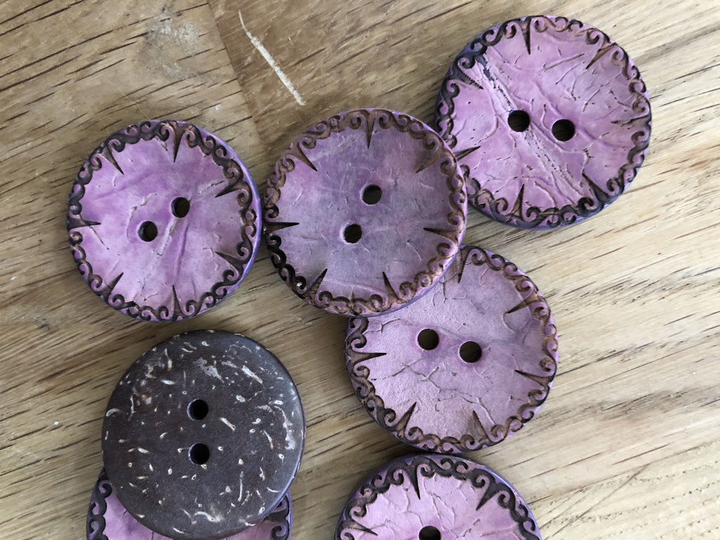 The Eternal Maker Buttons Ornamental Edge Coconut Button - 30mm  - Purple