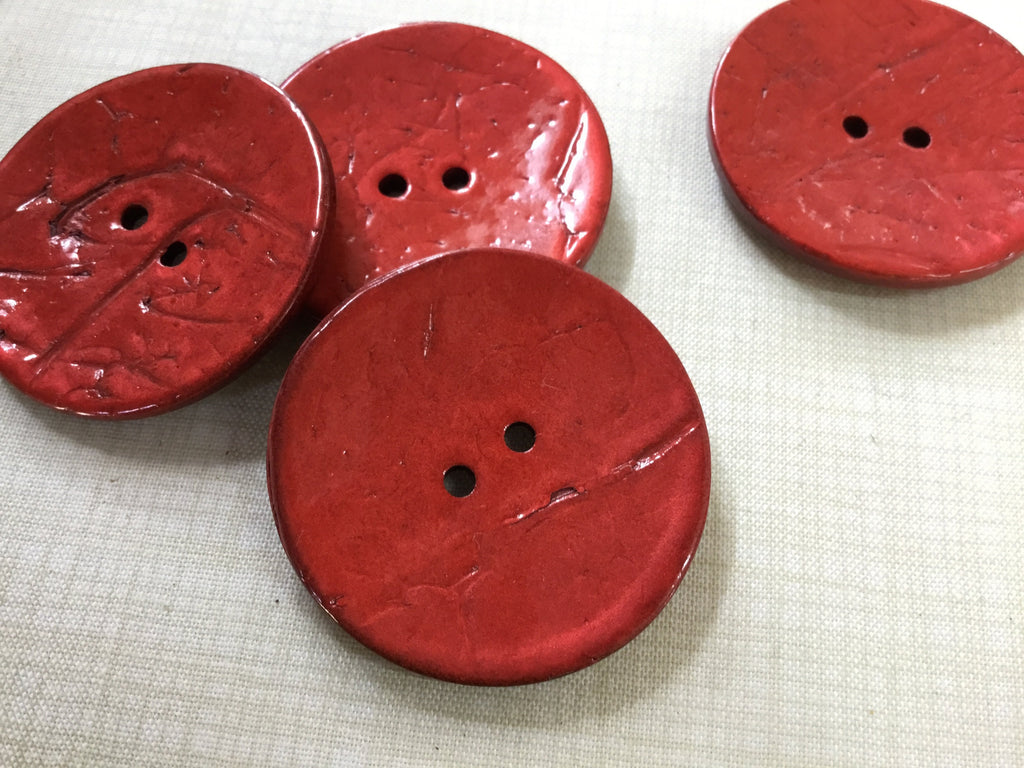 The Eternal Maker Buttons Red Large Coconut Buttons - 40mm - Various colours