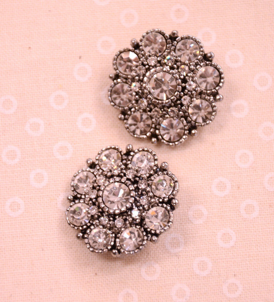 The Eternal Maker Buttons Sparkly Flower Diamante Button - 22mm