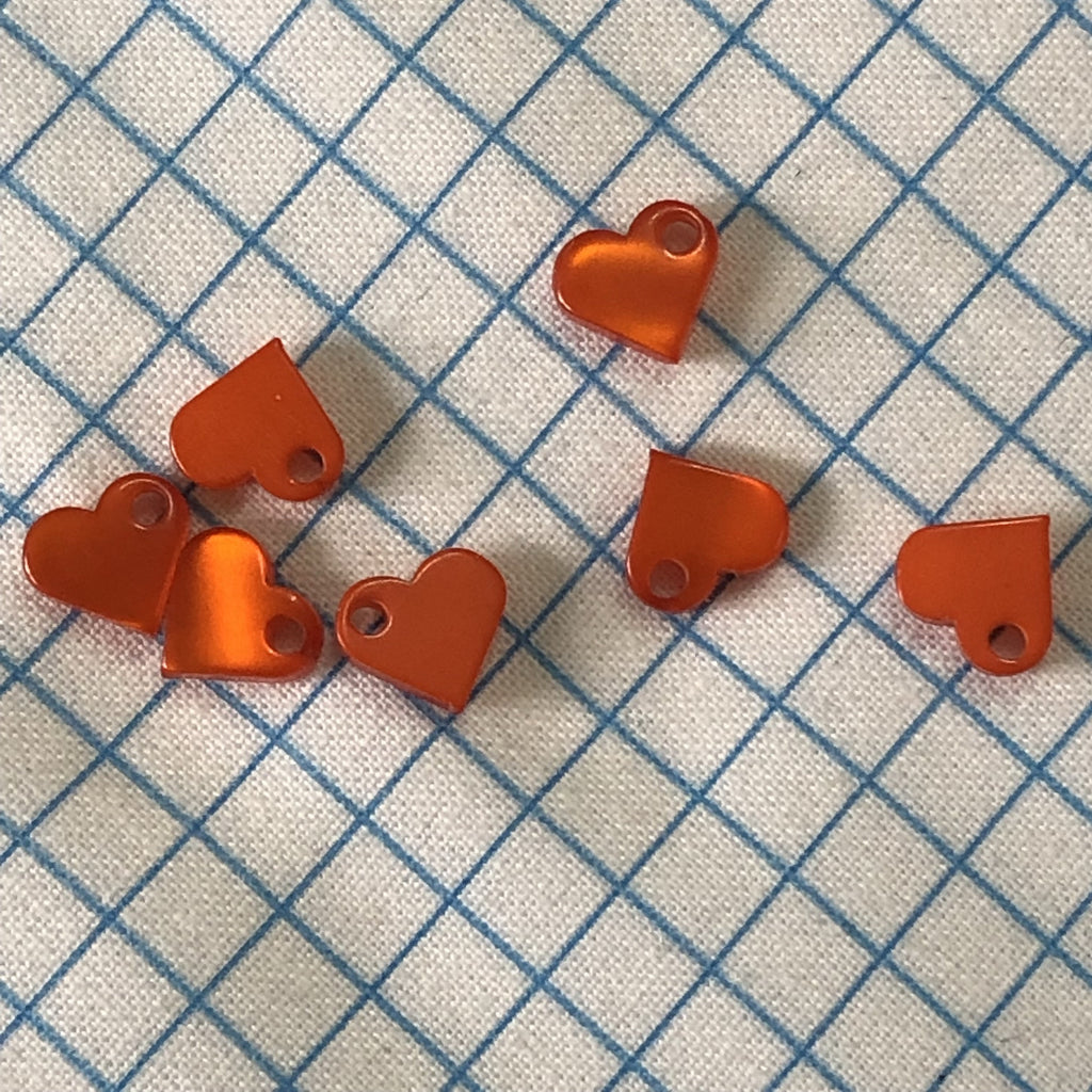 The Eternal Maker Buttons Tiny Orange Heart Charm - 9mm