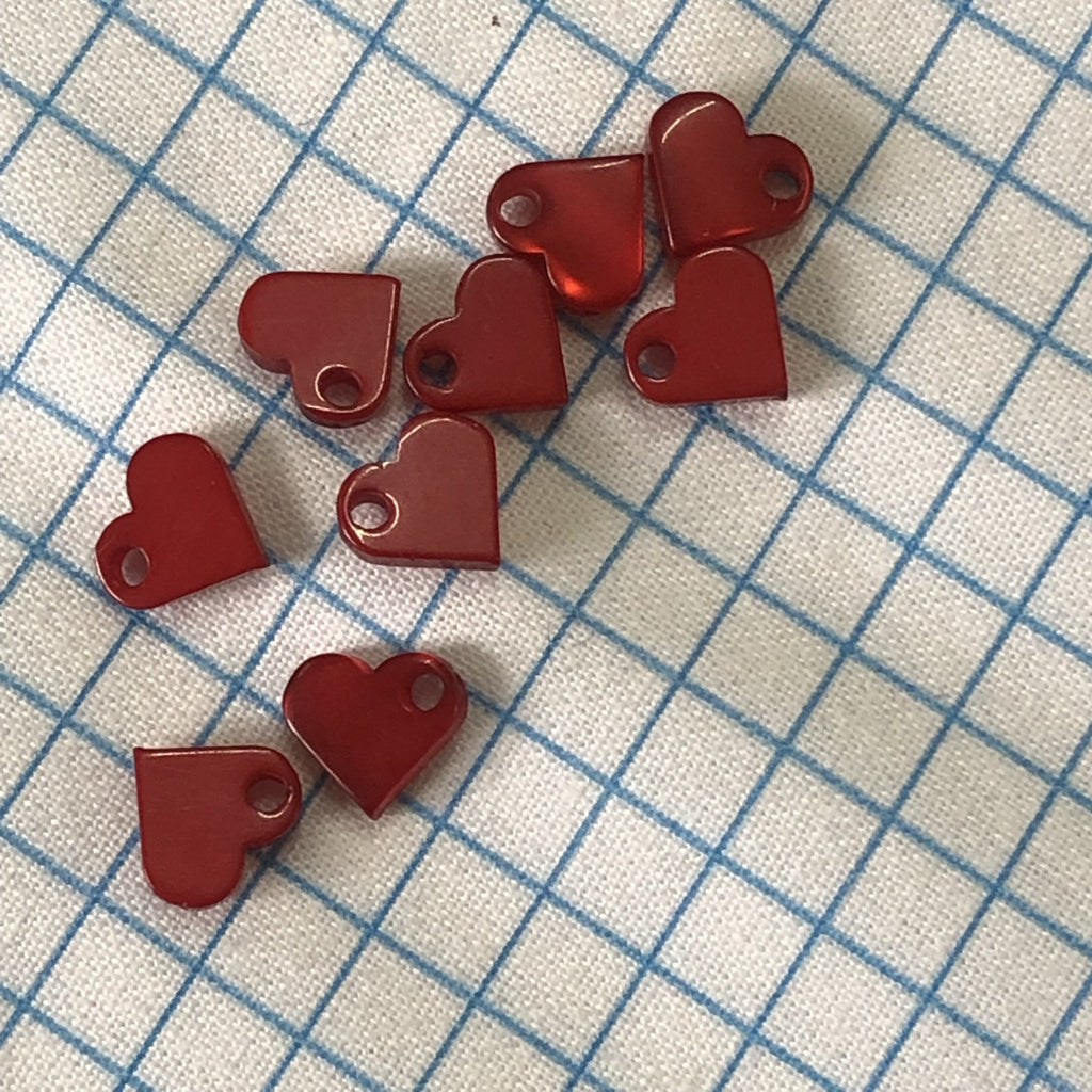 The Eternal Maker Buttons Tiny Red Heart Charm - 9mm