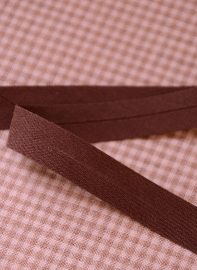 The Eternal Maker Ribbon and Trims Bias Binding Solid Chocolate - 13mm
