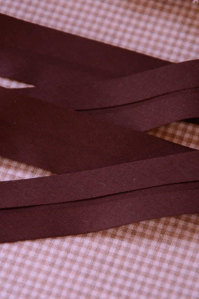 The Eternal Maker Ribbon and Trims Bias Binding Solid Chocolate - 25mm
