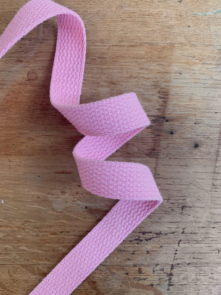 The Eternal Maker Ribbon and Trims Chunky Weave Cotton Webbing Tape - 25mm/1" - Pink - by 1/2m