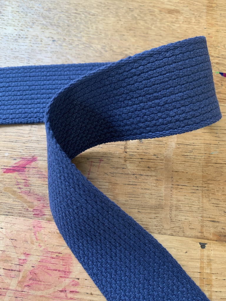 The Eternal Maker Ribbon and Trims Chunky Weave Cotton Webbing Tape - 50mm/2" - Navy - by 1/2m