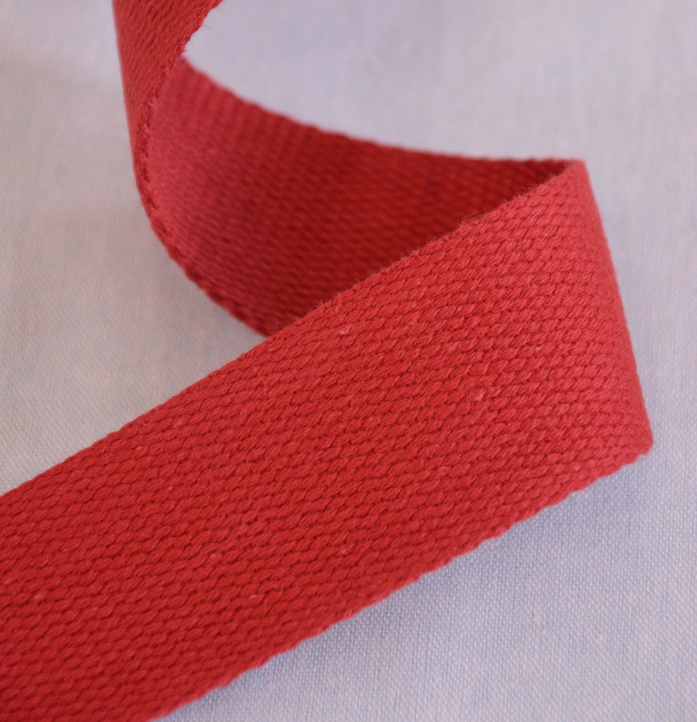 The Eternal Maker Ribbon and Trims Cotton Webbing Tape - 25mm/ 1” - Barn Red - by 1/2m