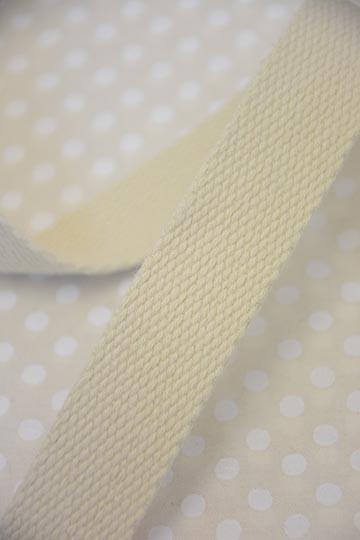 The Eternal Maker Ribbon and Trims Cotton Webbing Tape - 25mm/ 1” -  Ivory - per metre