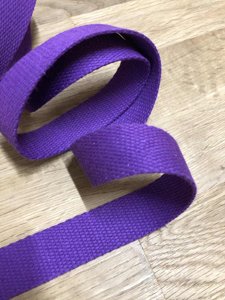The Eternal Maker Ribbon and Trims Cotton Webbing Tape - 25mm/ 1” - Purple - 1/2m