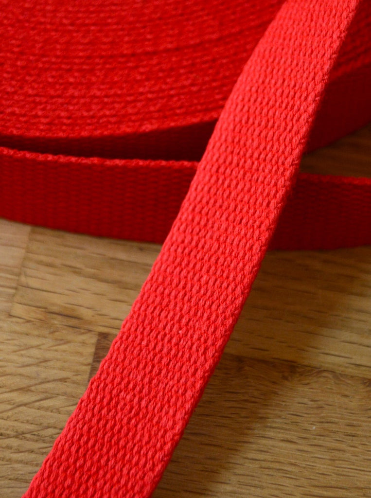 The Eternal Maker Ribbon and Trims Cotton Webbing Tape - 25mm/ 1” -  Red - 1/2m