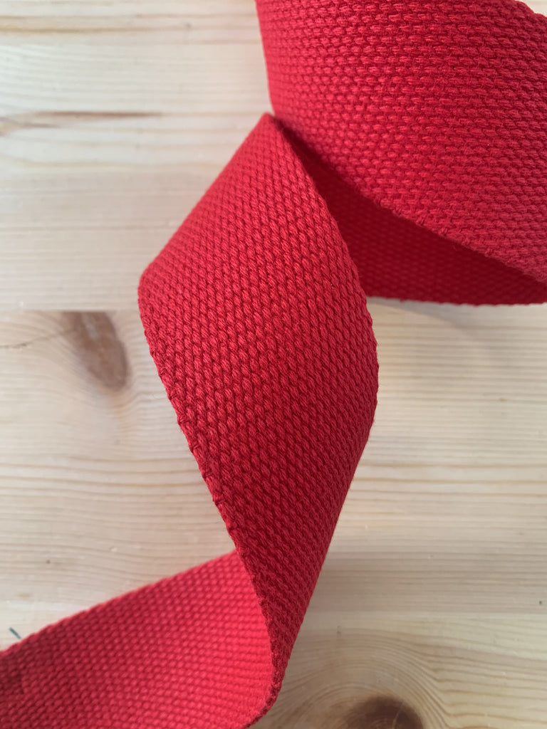 The Eternal Maker Ribbon and Trims Cotton Webbing Tape - 40mm/ 1.5” - Red - by 1/2m