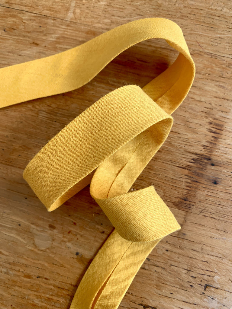 The Eternal Maker Ribbon and Trims Double Gauze Bias Binding - 27mm - Mustard