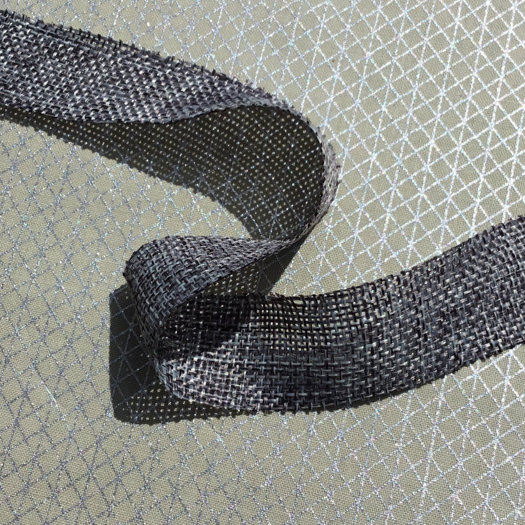 The Eternal Maker Ribbon and Trims Faux Burlap Open Weave Ribbon - Dark Grey 25mm