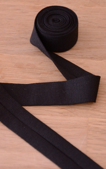 The Eternal Maker Ribbon and Trims Jersey Binding (Cotton) - 20mm - Black 14 - by 50cm