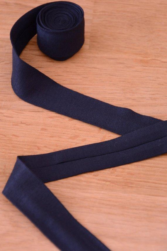 The Eternal Maker Ribbon and Trims Jersey Binding (Cotton) - 20mm - Navy 27 - per 50cm