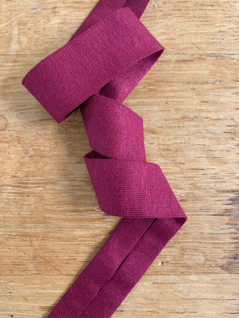 The Eternal Maker Ribbon and Trims Jersey Binding (viscose) - 20mm - Burgundy 172 - by 50cm