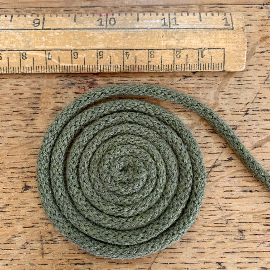 The Eternal Maker Ribbon and Trims Olive - 5mm Recycled Cotton Drawstring Cord
