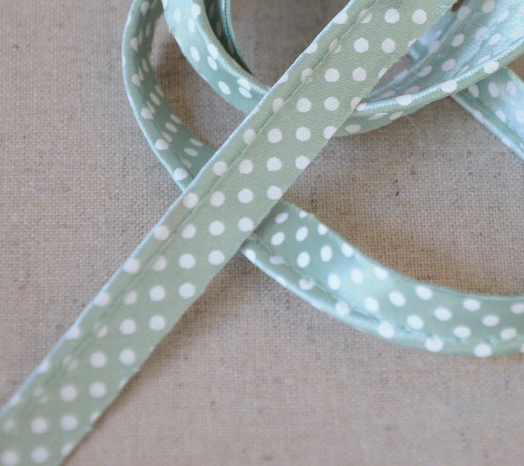 The Eternal Maker Ribbon and Trims Spotty Satin Piping Cord - 8mm - Pale Aqua - by the metre