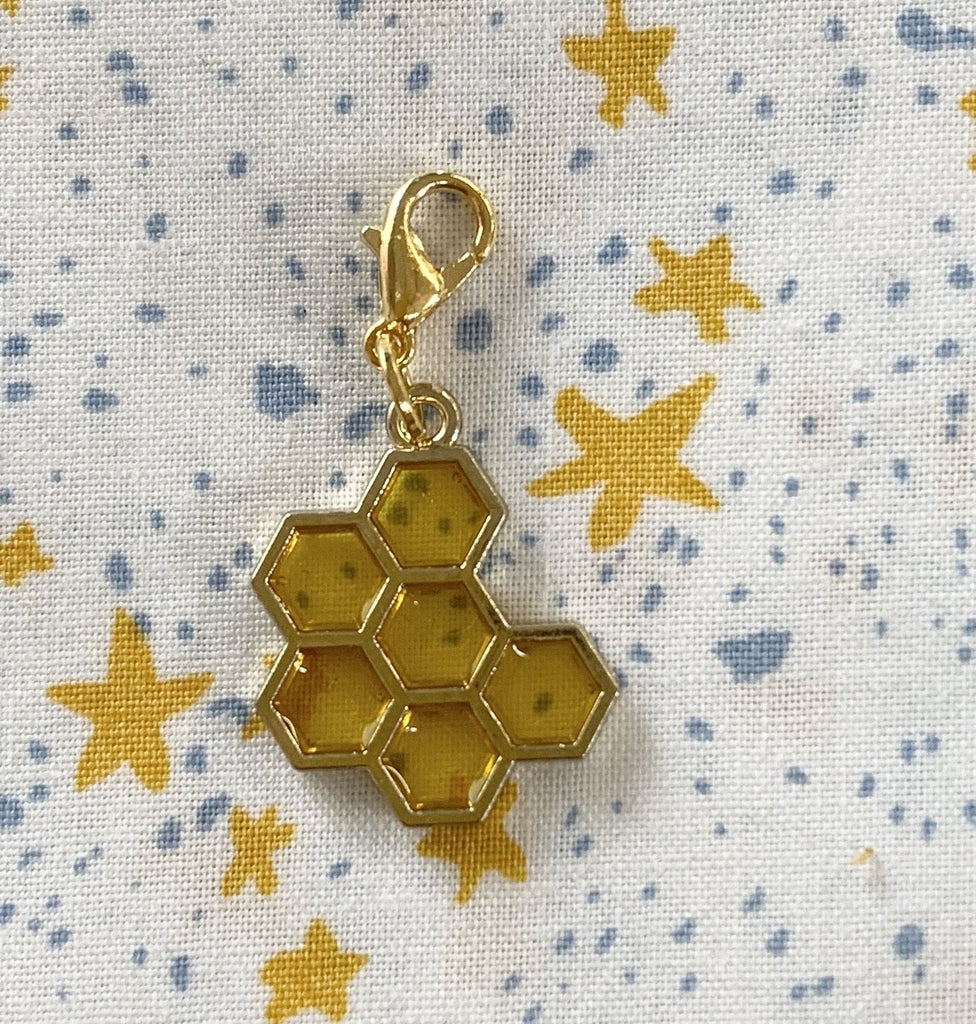 The Eternal Maker Zipper Pull Honeycomb in Yellow - Zipper Charm/ Stitch Marker