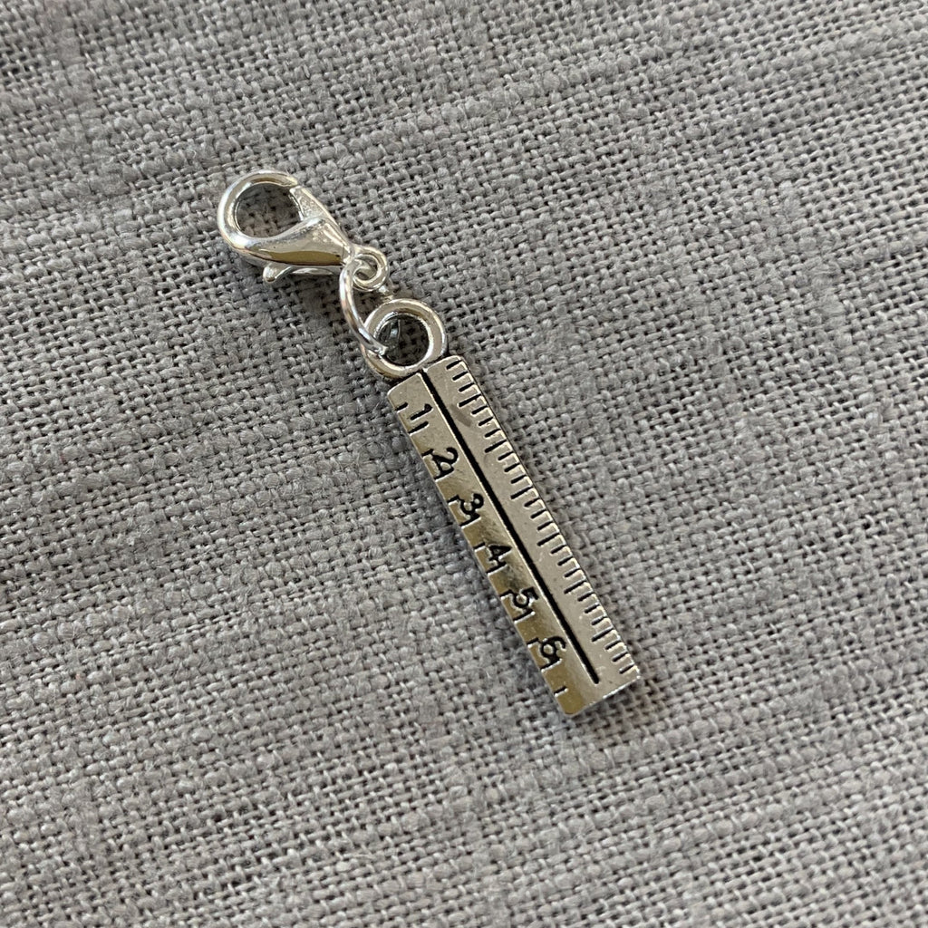 The Eternal Maker Zipper Pull Silver Ruler - Zipper Charm/ Stitch Marker
