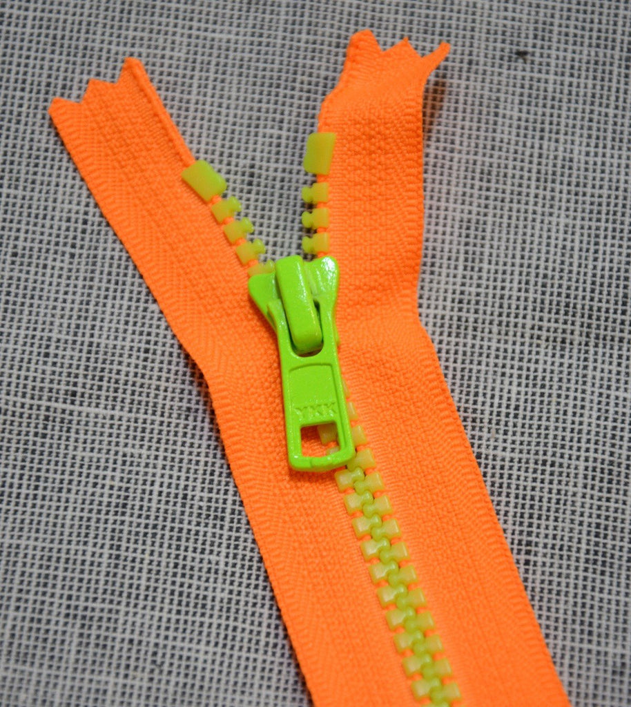 The Eternal Maker Zippers Neon Zips - Orange and Green - 27cm