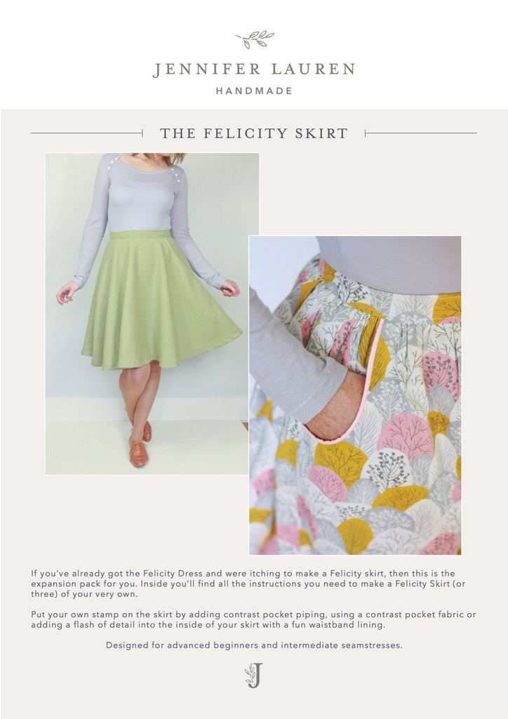 The Felicity Dress and Skirt - Jennifer Lauren Handmade - Digital PDF Download Pattern - The Eternal Maker - UK Fabric Shop