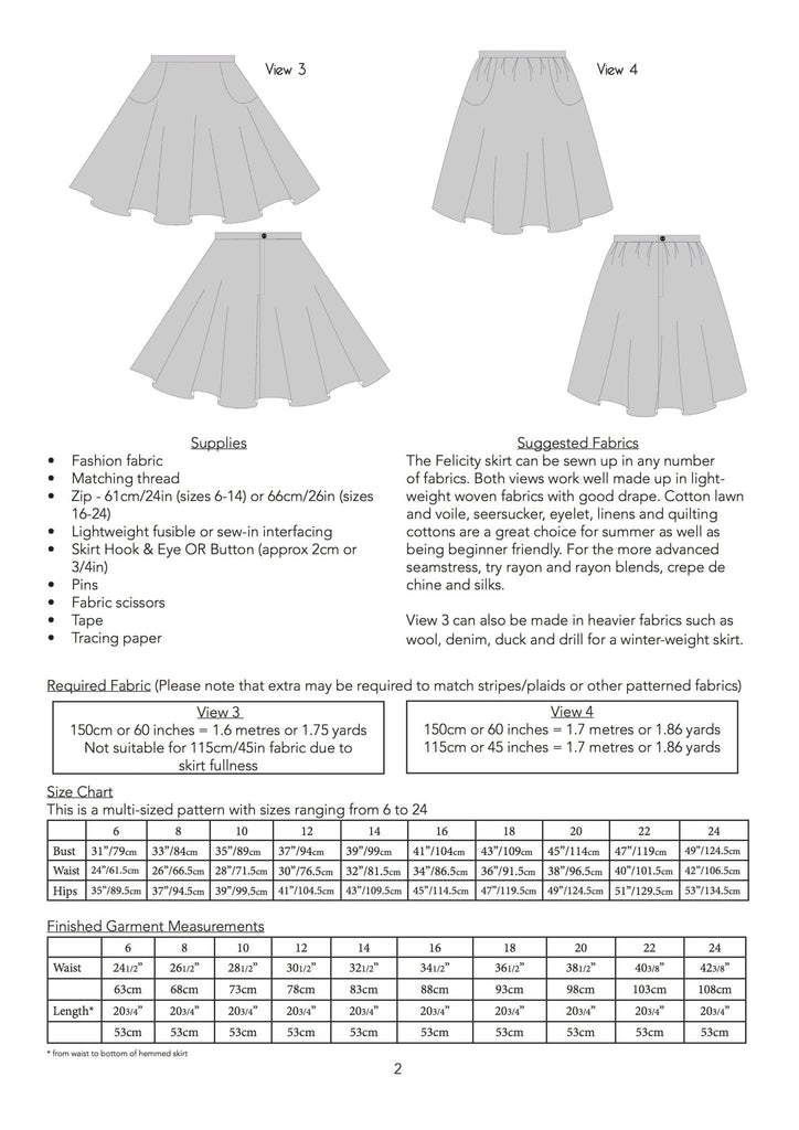 The Felicity Dress and Skirt - Jennifer Lauren Handmade - Digital PDF Download Pattern - The Eternal Maker - UK Fabric Shop