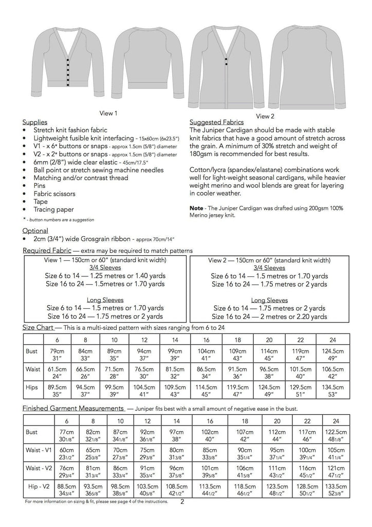 The Juniper Cardigan - Jennifer Lauren Handmade - Digital PDF Download Pattern - The Eternal Maker - UK Fabric Shop