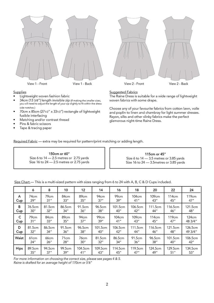 The Raine Dress - Jennifer Lauren Handmade - Digital PDF Download Pattern - The Eternal Maker - UK Fabric Shop