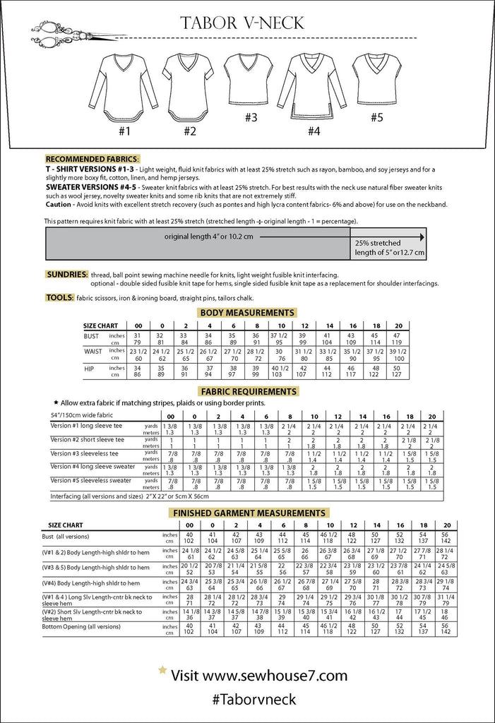 The Tabor V Neck - Sew House Seven - Digital Download Pattern - The Eternal Maker - UK Fabric Shop