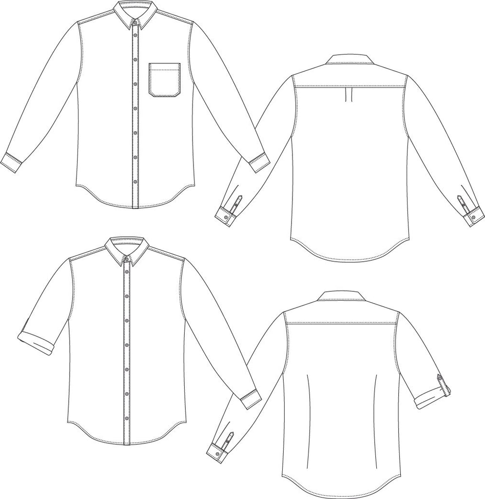 Thread Theory Dress Patterns Fairfield Button Up Shirt - Thread Theory Patterns - Digital Sewing Pattern