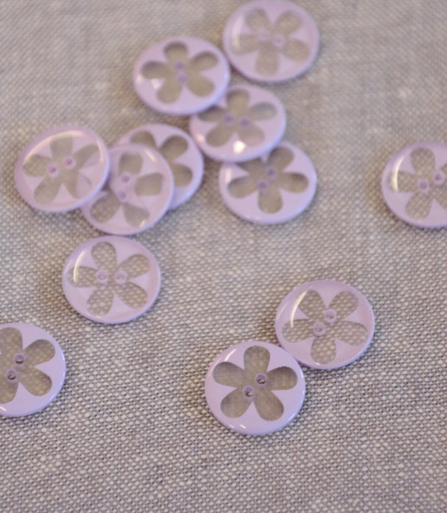 Transparent Flower Silhouette Button - 15mm - Lilac - The Eternal Maker - UK Fabric Shop