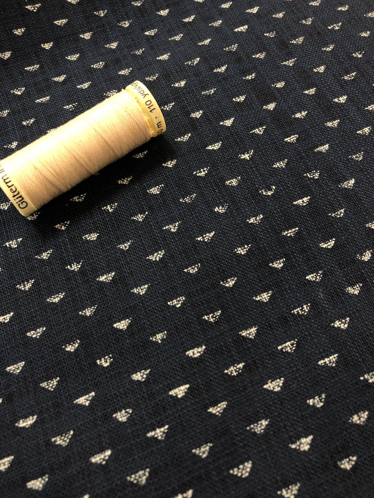 Triangles - Linen Look Indigo Fabric - Sevenberry fabric from Japan - The Eternal Maker - UK Fabric Shop