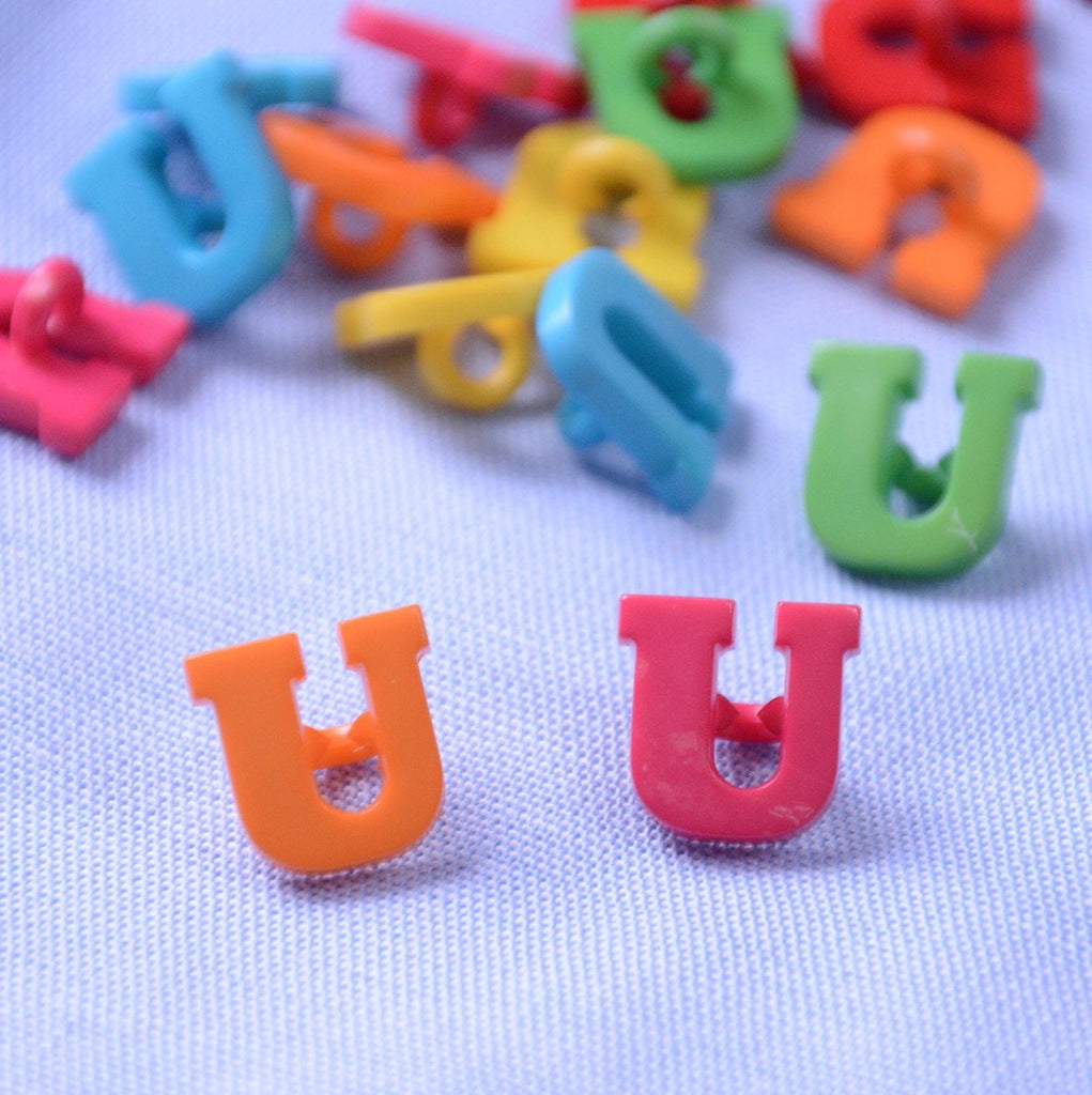 Unbranded Buttons Alphabet Shank Button - Letter U - 11mm