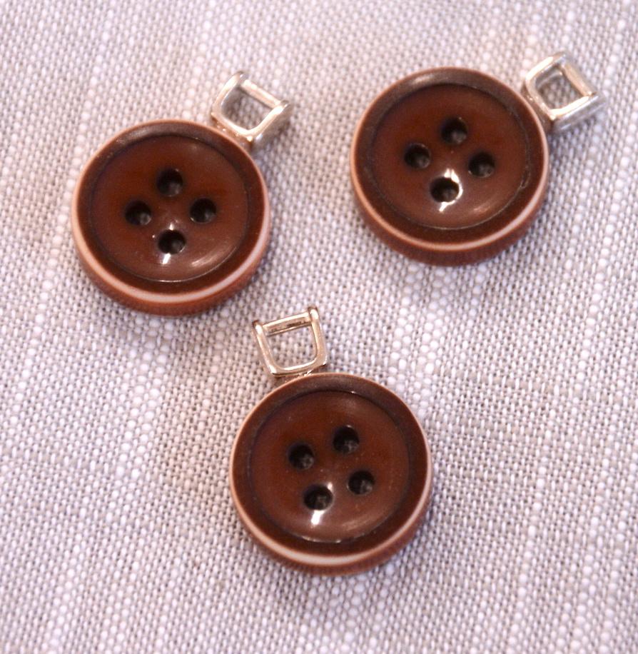 Unbranded Buttons Button Charm - 15mm - Brown